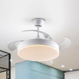 Schuller Valencia LED stropni ventilator Vento bel/dimno siv DC, Ø 100 cm tih, zatemnjen, Siva, Dnevna soba / jedilnica, Plastika, Sodobni