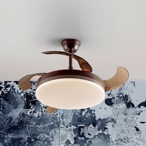 Schuller Valencia LED stropni ventilator Vento rjava/siva DC Ø 100 cm tih, zatemnjen, Siva, Dnevna soba / jedilnica, Plastika, Sodobni