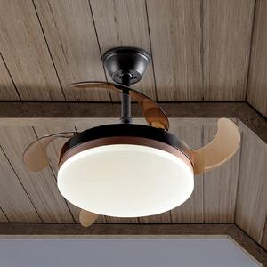 Schuller Valencia LED stropni ventilator Vento črn/bronast/dimast Ø 90 cm tih, zatemnjen, Siva, Dnevna soba / jedilnica, Plastika, Sodobni