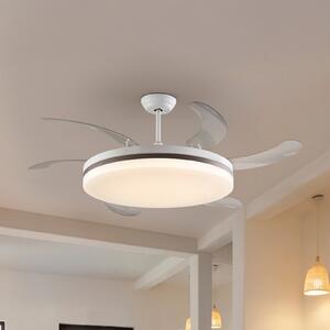 Schuller Valencia LED stropni ventilator Vento bel/bronz/prozoren, Ø 150 cm tih, zatemnjen, Prozorna, Dnevna soba / jedilnica, Plastika, Sodobni