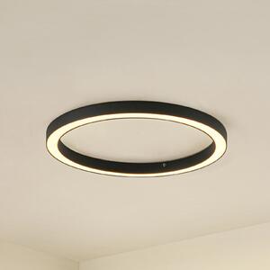 Lucande LED stropna svetilka Neor, črna, Ø 60 cm, CCT, z možnostjo zatemnitve, zatemnjen, Črna, Hodnik, Kovina, Sodobni