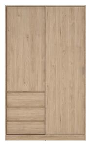 Garderobna omara v hrastovem dekorju z drsnimi vrati v naravni barvi 119x200x60 cm Naia – Tvilum