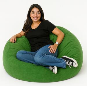 Sedežna vreča iz semiša žoga zelena EMI