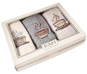 Vaflaste kuhinjske krpe z motivom coffee set 3 ks EMI