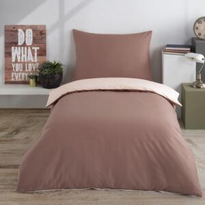 Enobarvna bombažna posteljnina Charming rjavo-krem EMI, Standardni enojni posteljni komplet vključuje 1x 140x200 + 1x 70x90