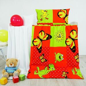 Otroška bombažna posteljnina živalice rdeča EMI, Otroški set 90x130 + 45x65