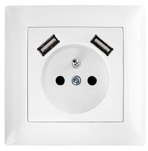 Enojna vtičnica z ozemljitvijo + 2x USB-A OSTE JNH003-G White