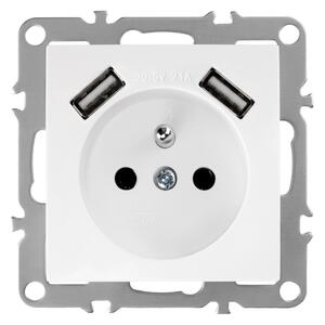 Enojna vtičnica z ozemljitvijo + 2x USB-A OSTE JNH003-G White