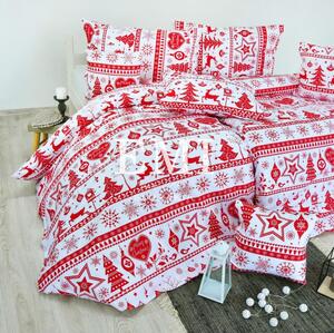 Božična bombažna rjuha Eleonora rdeča EMI, Podaljšan enojni posteljni set vsebuje 1x 140x220 + 1x 70x90