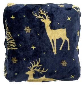 Mikropliš prevleka za blazino GOLDEN DEER 40x40 cm, temno modra