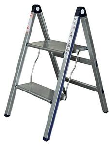 Stabilomat Basicline Zložljiva lestev Slim (Število prečk: 2 kos, Delovna višina: 2,18 m, Nosilnost: 150 kg, Aluminij) productname.garantie.plussign B