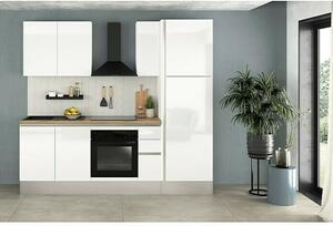 Marinelli Cucine Predsestavljena kuhinja hrast Gianna Natur (Širina: 245 cm, Bele barve, Anschlag desno, Z električnimi napravami)