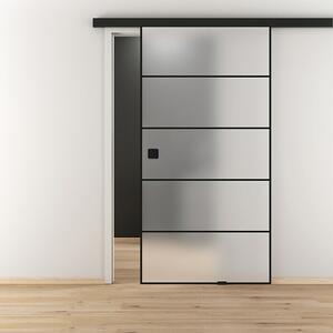 Diamond Doors Black Edition Steklena drsna vrata Lines (935 x 2.058 mm, Kaljeno varnostno steklo (ESG), Motno steklo)