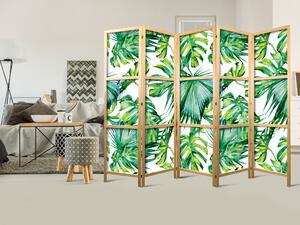 Japanski paravan - Monstera and Palm Leaves II
