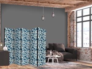 Paravan - Rose Vines - Monochromatic Blue Birds Resting Among Roses