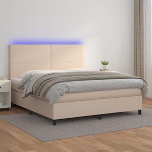 VidaXL Box spring postelja z vzmetnico LED kapučino 160x200 cm