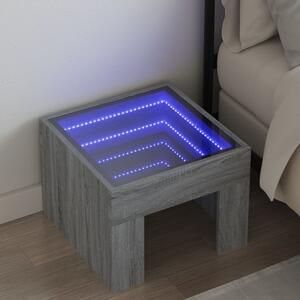 VidaXL Nočna mizica z neskončnimi LED siva sonoma 40x40x30 cm