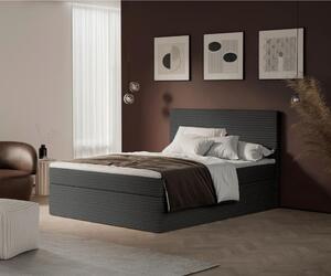 POSTELJA Z VZMETNICO 160 cm x 200 cm , tekstil temno siva