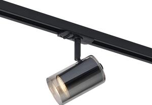 Sodobni reflektor črn z dimnim steklom za 1-fazni sistem tirnic - Iconic Lloyd