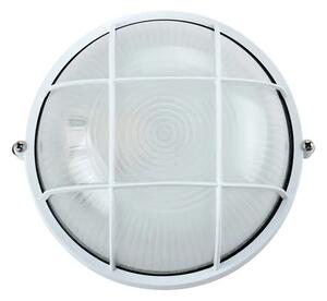 OKRUGLA VANJSKA ZIDNA LAMPA S PREGRADOM I MREŽOM BIJELA MAX 60W IP44 VK/01013/W
