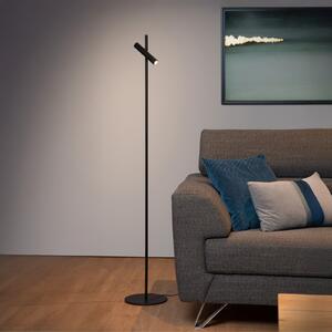 Lucide LED-stoječa svetilka PHILON, črna, z enim svetlobnim virom, višina 140 cm,, zatemnjen, Črna, Dnevna soba / jedilnica, Aluminij, Sodobni