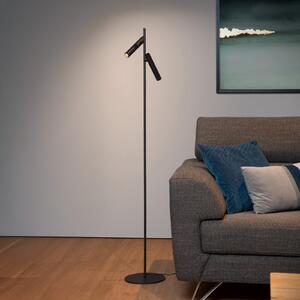 Lucide LED-stoječa svetilka PHILON, črna, z dvema svetlobnima viroma, višina 140 cm,, zatemnjen, Črna, Dnevna soba / jedilnica, Aluminij, Sodobni