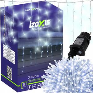 Zunanje novoletne lučke zavesa 300 LED hladno bela 8 funkcij 15m