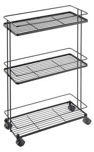Mat črn jeklen regal na koleščkih 38x62x16 cm Lava – Metaltex