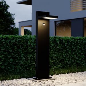 Lucande LED-ulična svetilka Silvan, antracitna, 65 cm, senzor, Črna, Aluminij, Sodobni