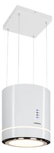 Klarstein Tron Ambience, otočna kuhinjska napa, Ø 38 cm, recirkulacija 540 m³ / h, LED, bela