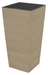 Oglati stebrasti cvetlični lonec Woody (Zunanje dimenzije (Do x Š x V): 25 x 25 x 46,5 cm, Rjava)