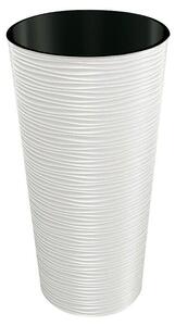 Okrogli stebrasti cvetlični lonec Aurora (Zunanje dimenzije (Ø x V): 25 x 46,5 cm, Plastika, Bela)
