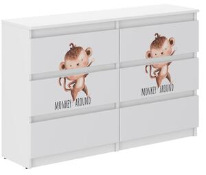Otroška komoda z motivom opice 77x30x120 cm
