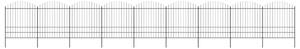 VidaXL Vrtna ograja s koničastimi vrhovi jeklo (1,75-2)x15,3 m črna