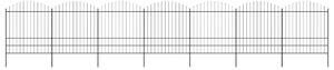 VidaXL Vrtna ograja s koničastimi vrhovi jeklo (1,75-2)x11,9 m črna