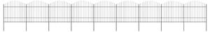 VidaXL Vrtna ograja s koničastimi vrhovi jeklo (1,5-1,75)x15,3 m črna