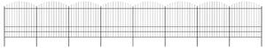 VidaXL Vrtna ograja s koničastimi vrhovi jeklo (1,75-2)x13,6 m črna