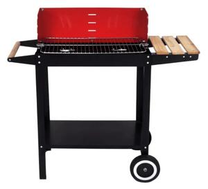 Vrtni žar na oglje BBQ 87x35 cm, črn/rdeč