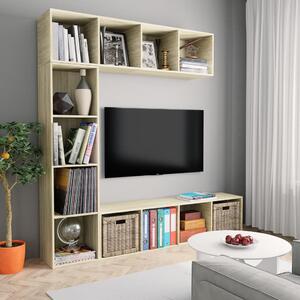 VidaXL Knjižna omara/TV omara 3-delna sonoma hrast 180x30x180 cm