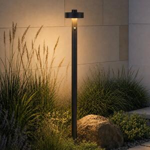 Lucande LED-ulična svetilka Nirella, 100 cm, črna, CCT, senzor, Črna, Kovina, Sodobni