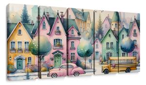 5-delna slika pastelno mestece