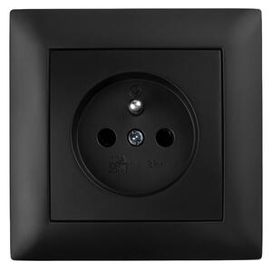 Enojna vtičnica z ozemljitvijo in okvirjem OSTE JNH001-G Black