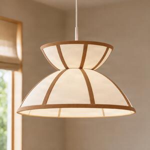 Lucande viseča svetilka Clarence, premer 40 cm, bež, lan, zatemnjen, Bež, Dnevna soba / jedilnica, Tkanine / tekstil, Podeželska hiša / Rustikalna