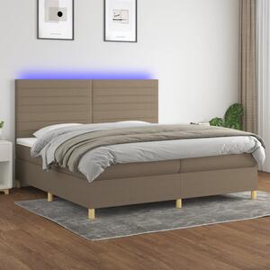 VidaXL Box spring postelja z vzmetnico LED taupe 200x200 cm blago