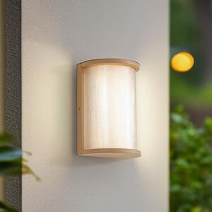 Lindby LED zunanja stenska svetilka Calvik, bež, rebrasta, IP44, Bež, Kovina, Sodobni