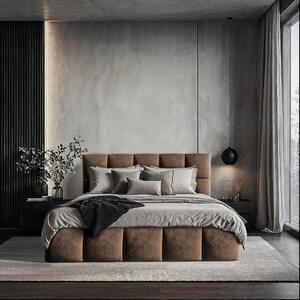 OBLAZINJENA POSTELJA 140 cm x 200 cm , les, tekstil, leseni material rjava