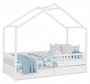 KONDELA Montessori postelja, 90x200, bela, masivna, BIANKA
