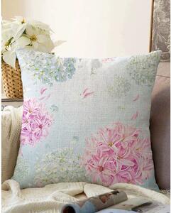 Modra prevleka za vzglavnik iz mešanice bombaža Minimalist Cushion Covers Peony, 55 x 55 cm