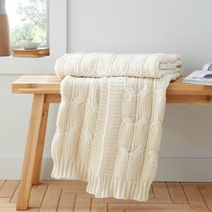 Bela/bež pletena odeja 130x170 cm Chunky Marl Knit – Catherine Lansfield