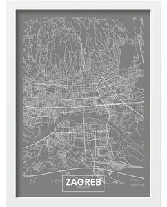 Plakat z okvirjem 40x55 cm Zagreb – Wallity